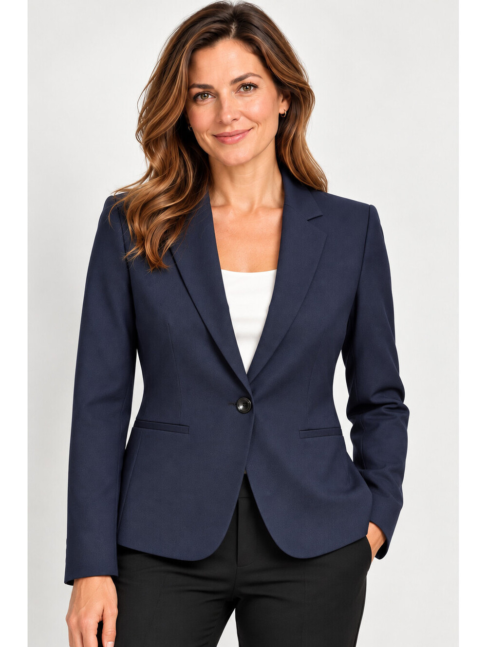 BOSS Jarua Womens Size 8 Navy 100% Virgin Wool Blazer Jacket Hugo Boss UK 12